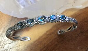 NEW Carolyn Pollack Simply Fabulous Sterling Silver Blue Topaz Cuff Bracelet
