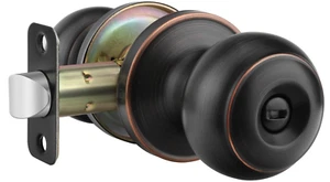 Privacy Door Lock Knob for Bedroom, classic bronze interior door Knobs Round Bat - Picture 1 of 9