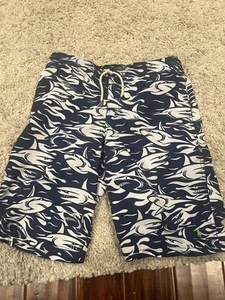 Polo Ralph Lauren Boys Swim Trunks Size XL 18/20 Navy and White Tropical Beach - Picture 1 of 8
