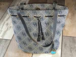 Vintage Dooney & Bourke Kordelzug Canvas Signatur DB Bucket Bag SCHÖN KOSTENLOSER VERSAND - Bild 1 von 11