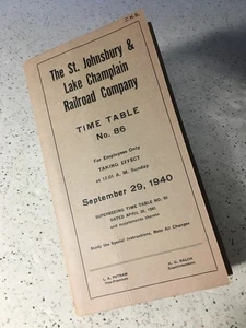 St. Johnsbury & Lake Champlain Railroad Co. Zeittafel Nr. 86 eff. 29.09.1940 sehr guter Zustand - Bild 1 von 4