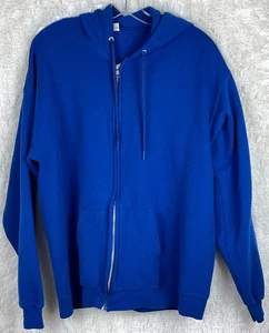 Hanes EcoSmart Mens Large Zip Front Hoodie Blue Front Pockets - Picture 1 of 3
