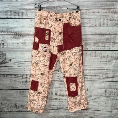 Pantalones Boho Terciopelo Azul Patchwork L/XL Rosa Floral Envejecido Nuevos con Etiquetas Terciopelo Azul Foto 1 de 4