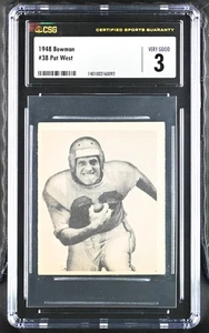 1948 Bowman #38 Pat West Los Angeles Rams - Rookie Card - CSG 3 VG - Bild 1 von 2