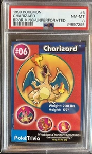 1999 Pokemon Burger King UnPerforated Charizard #6 - PSA 8 - Picture 1 of 2