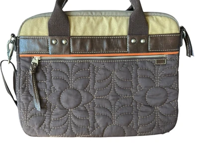 Vintage Fossil Key-Per Quilted Laptop Bag Large Padded Crossbody Handles - Image 1 of 4
