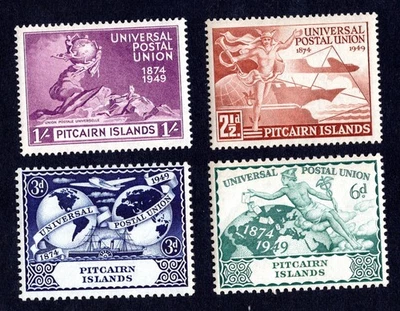 Pitcairn Island 1949 Set Gibbons #13--16 MH CV $21 Foto 1 de 2