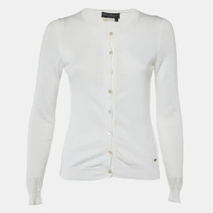 Salvatore Ferragamo Ivory Cotton Knit Button Front Cardigan XS - Picture 1 of 6