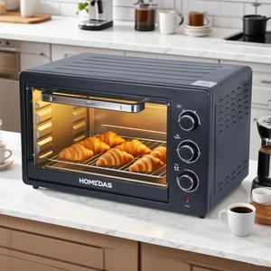 HOMEDAS moderner schwarzer Arbeitsplattenbackofen mit Temperaturregelung & Kochmodi - Bild 1 von 14