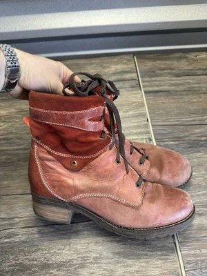 Dromedaris KARA Lace Up Ankle Boots EU 42 Red leather Lace-Up Zip Boots - Image 1 of 4