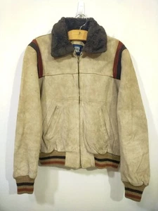 Vintage 80s Mens OU I Genuine Suede Leather Western Trucker Bomber jacket Sx M - Picture 1 of 15
