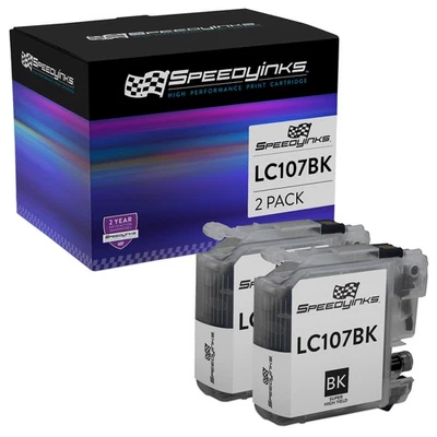 2pk For Brother LC107BK Super HY MFC-J4510DW J4410DW J4610DW J4710DW J4310DW - Image 1 of 4
