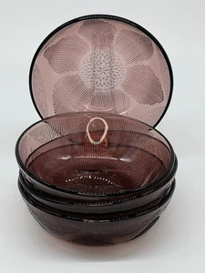 Fortecrisa Cereal Soup Bowls Purple Amethyst 5.25" Mexico Glass Ribbed Set of 4 - Picture 1 of 3