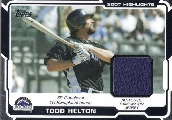Todd Helton relic jersey patch baseball card Rockies 2008 Topps Highlights #HRTH - Image 1 of 1