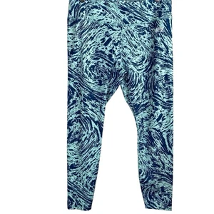 Nike Dri-Fit Womens Leggings Size XL Aqua Navy Blue Abstract Print Crop Ankle - Picture 1 of 13