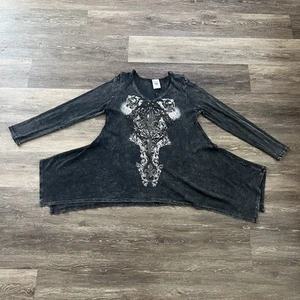 Vintage Vocal Women’s Top 3XL Black Rhinestone Asymmetrical Grunge Y2K - Picture 1 of 12