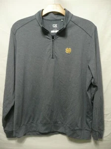 Notre Dame University Pre Owned Men's Pullover Shirt Size L Grey Gold MT48+9 - Picture 1 of 2