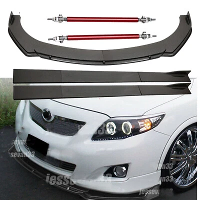 Carbon Fiber For Toyota Corolla Front Bumper Lip/86.6inchSide Skirt/Strut Rod Foto 1 de 4