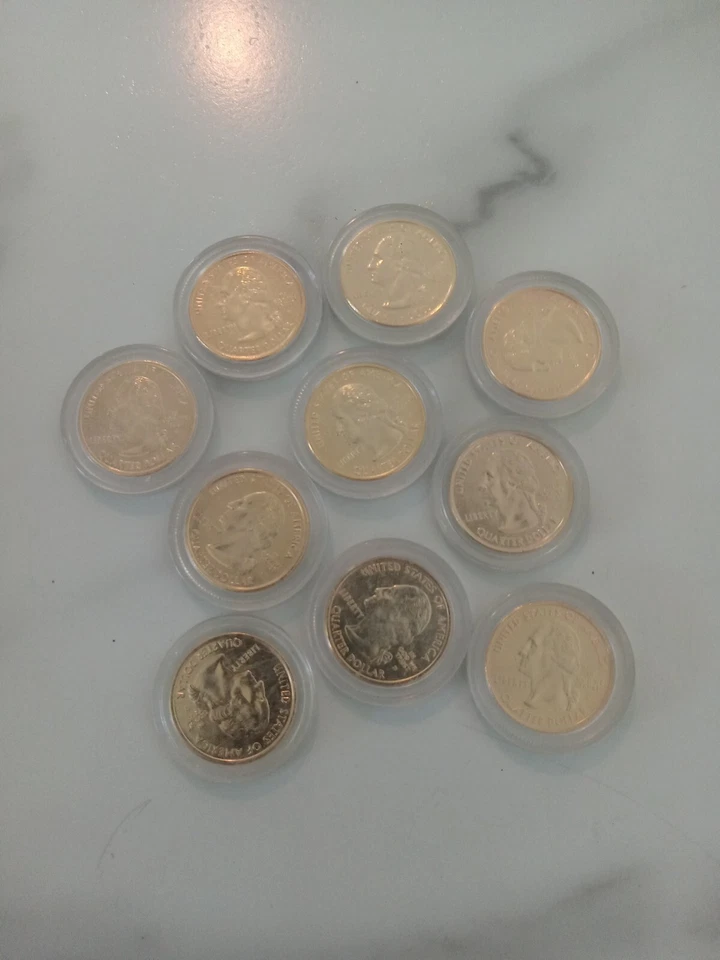 Lot Of 10 Vintage 2001-D  24 KARAT GOLD PLATED STATE QUARTERS Rare Bin#1a - Image 1 of 4
