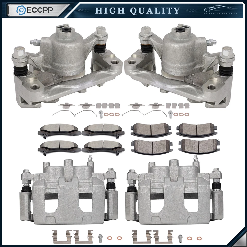 Front Rear Brake Calipers Brake Pads Set 12Pcs For 2006-2010 Chevrolet Impala - Image 1 of 3