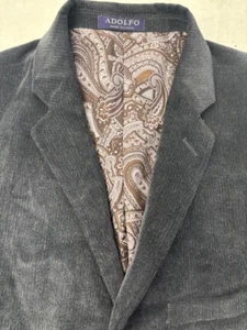 Blazer in velluto a coste Adolfo cappotto sportivo giacca due bottoni (grigio antracite 42R) nuovo senza etichette - Foto 1 di 5