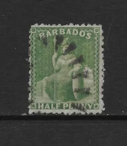 BARBADOS SCOTT 46 USADO EN MUY BUEN ESTADO - 1875 1/2p EDICIÓN VERDE AMARILLO - BRITÁNICA - Imagen 1 de 2
