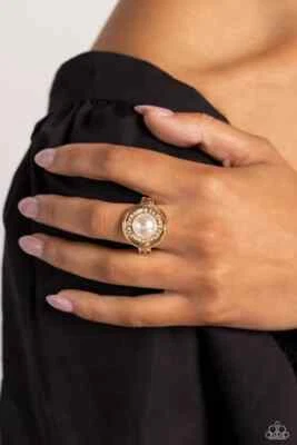 Paparazzi ~ Elegante anillo central de perlas de oro ~ HERMOSO Foto 1 de 2