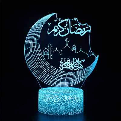3D Ramadan Decoration Lamp ,Table Lamp Ramadan Decoration Light Home Desktop Moo - Image 1 of 4