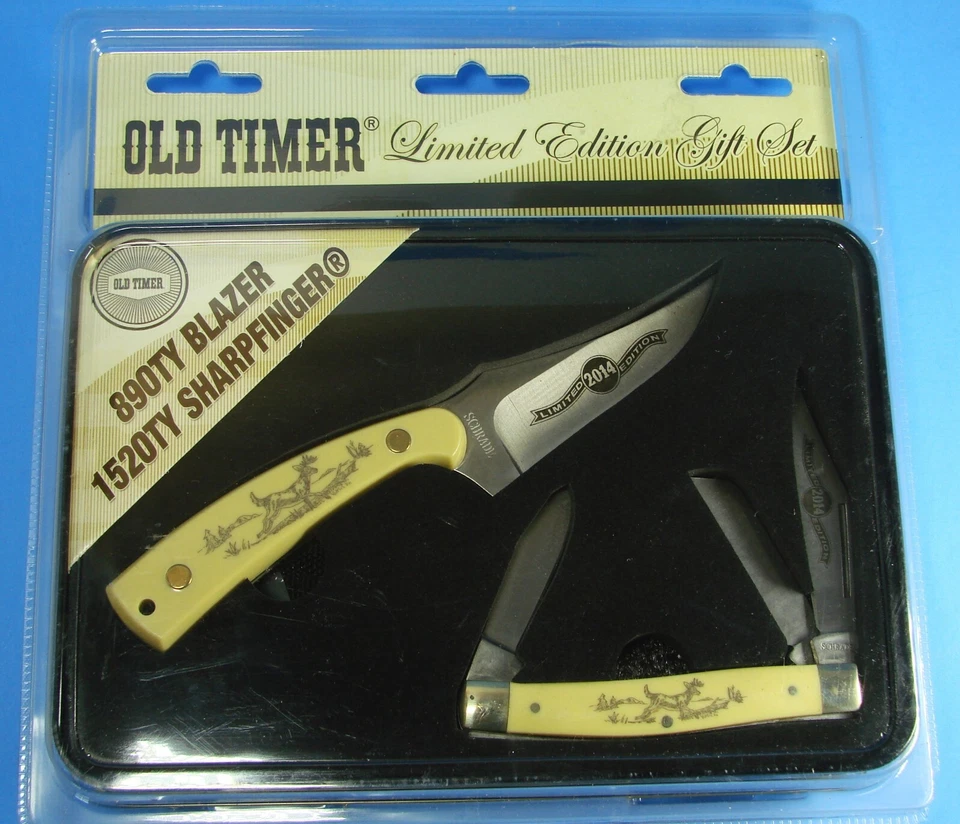 Schrade Knife Kit Old Timer 2014 Scrimshaw Set SCHPROM1410CP