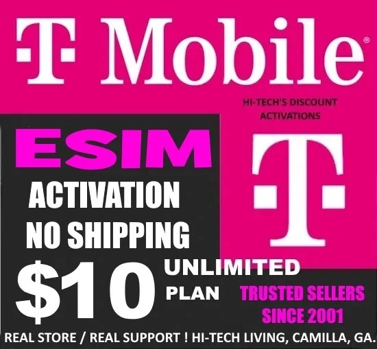 T-Mobile CONNECT 💥  ESIM ACTIVATION ✅ 1000 TALK/TEXT + 1GB DATA ✅ $10 MONTH - Image 1 of 1
