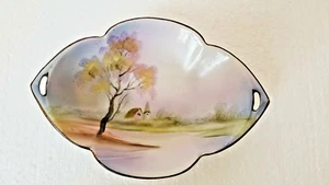 Vintage Noritake handbemalt Porzellan Schale Teller Sonnenuntergang Landschaft neuwertig - Bild 1 von 4