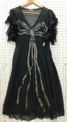 Vestido Cinta John Galliano Y2K Vintage Talla 38 Estilo Boho con Lentejuelas y Llamaradas Foto 1 de 4