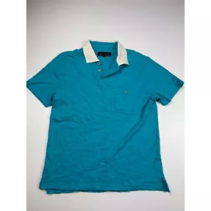 Rag & Bone scoop Turquoise Polo Shirt with White Collar Contrast Classic sz L - Picture 1 of 6