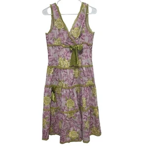 Rickie Freeman Teri Jon Y2K rosa grün Blumen müde trägerloses Kleid Größe 8 - Bild 1 von 10