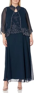 J Kara Women's Formal Beaded Jacket Dress Size 8 - Picture 1 of 5