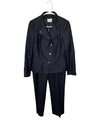 Akris Punto Two Piece Black Wool Blazer Jacket Top & Pant Set Size US 8 - Image 1 of 4