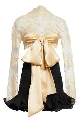 AUTH Zimmermann Illustration Ribbon Bow Floral Lace Silk Blend Dress  1 AU/6 US - Image 1 of 4
