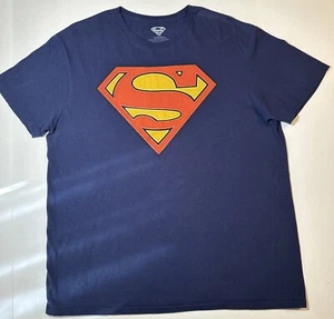 Superman Logo T Shirt Small Navy Blue Adult Size XL Short Sleeve Shirt - Picture 1 of 9