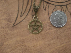 Pentagramm Hexe Wicca Stern Bronze Halskette - Bild 1 von 4
