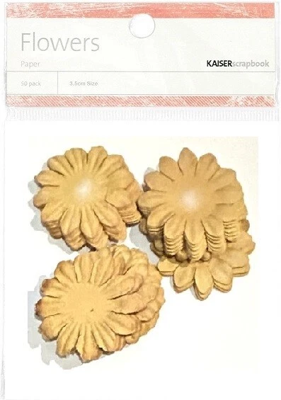 Flores de papel, sepia, 50/pk, 3,5 cm, álbum de recortes - Kaisercraft 816 Foto 1 de 1
