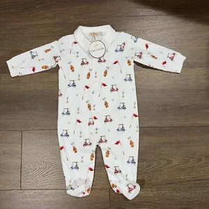 NWT Baby Club Chic Golfing Golf Cart Bag Flag  Snap Romper Size 6-9 Months - Picture 1 of 14
