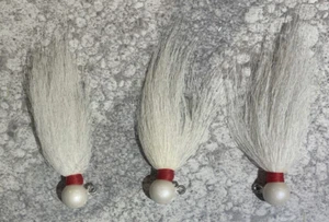 3 Pieces Saltwater Bucktail Jigs 1/2 OZ White Round Head - Picture 1 of 1