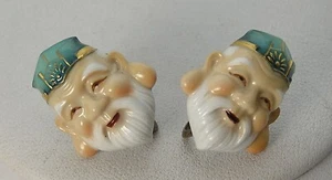 Vintage Sterling Japan Toshikane Sterling Jurojin Immortals Porcelain Earrings - Picture 1 of 8