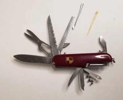 Swiss Style Red Multi Tool Knife Set Unlabled China 11 Tools Tweezer Toothpick - Image 1 of 4