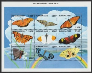 Burkina Faso 1998 MNH SS, Butterflies Scott #1109, Michel BF 1571-1579KB - Picture 1 of 1
