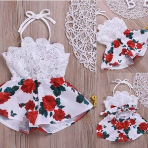 Newborn Baby Girls Summer Casual Outfits Ruffle Romper Dress Bodysuit Set - Picture 1 of 10