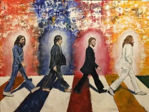 NEW The Beatles Abbey Road Painting Poster Print Art Canvas Free Shipping - Picture 1 of 3