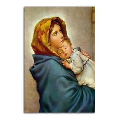 Virgin Mary Print Catholic Poster Madonna and Child Christian Religious Picturer - Image 1 of 4