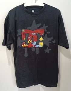 DC Shoes Mens Comic Style Logo Graphic Black T-shirt Large 100% Cotton - Picture 1 of 6