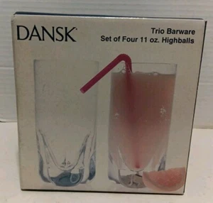 Dansk Trio Barware Set Of 4 Highball Glasses 11oz New In Box Drinkware - Picture 1 of 4